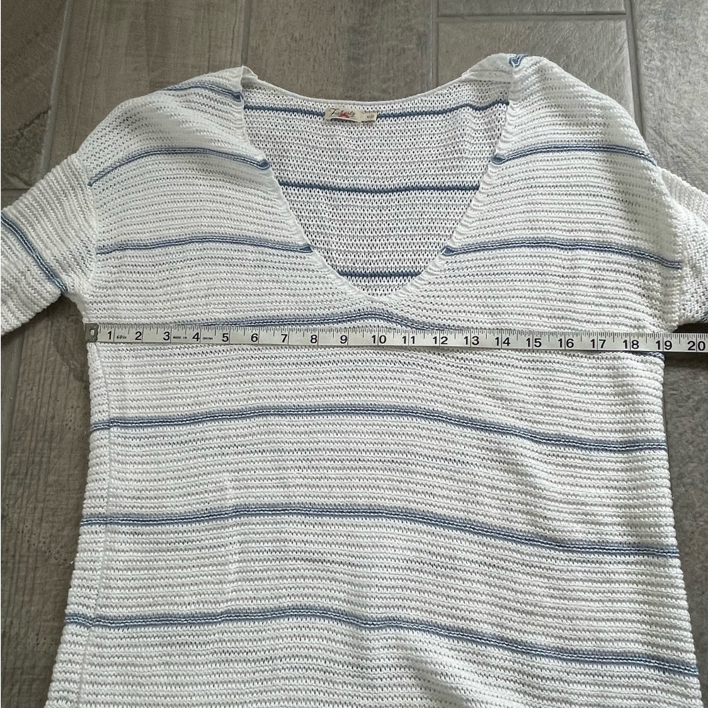 Faherty Knit Sweater Tunic Nautical Beach Striped Size Medium V-neck - Picture 6 of 8